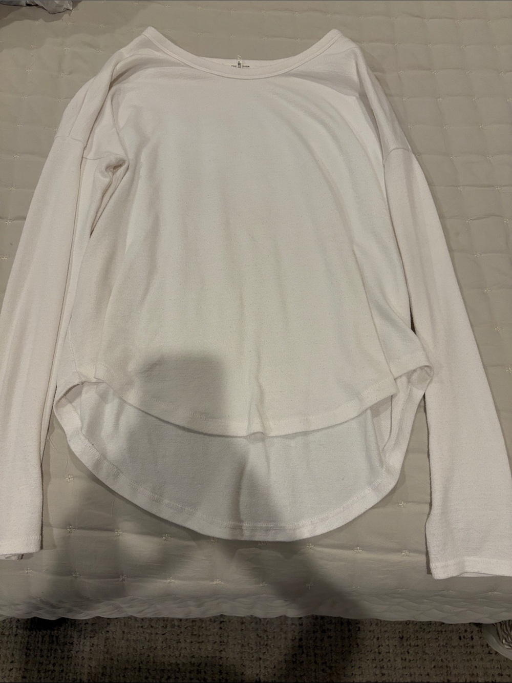rag & bone White Long-Sleeve Scoop Neck Layered Hem Top
